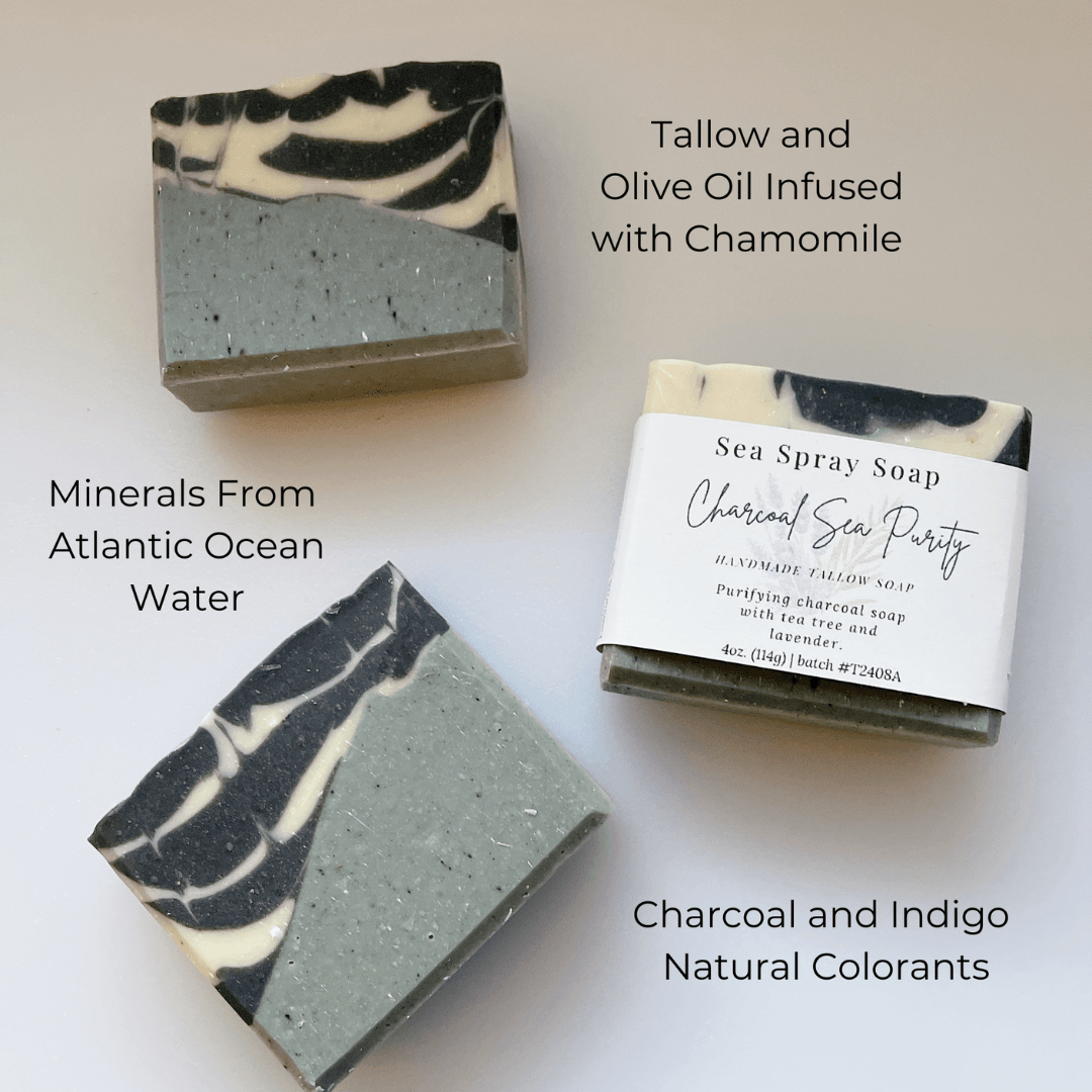 Charcoal Sea Purity Tallow & Coconut Milk Soap - Sea Spray Soap