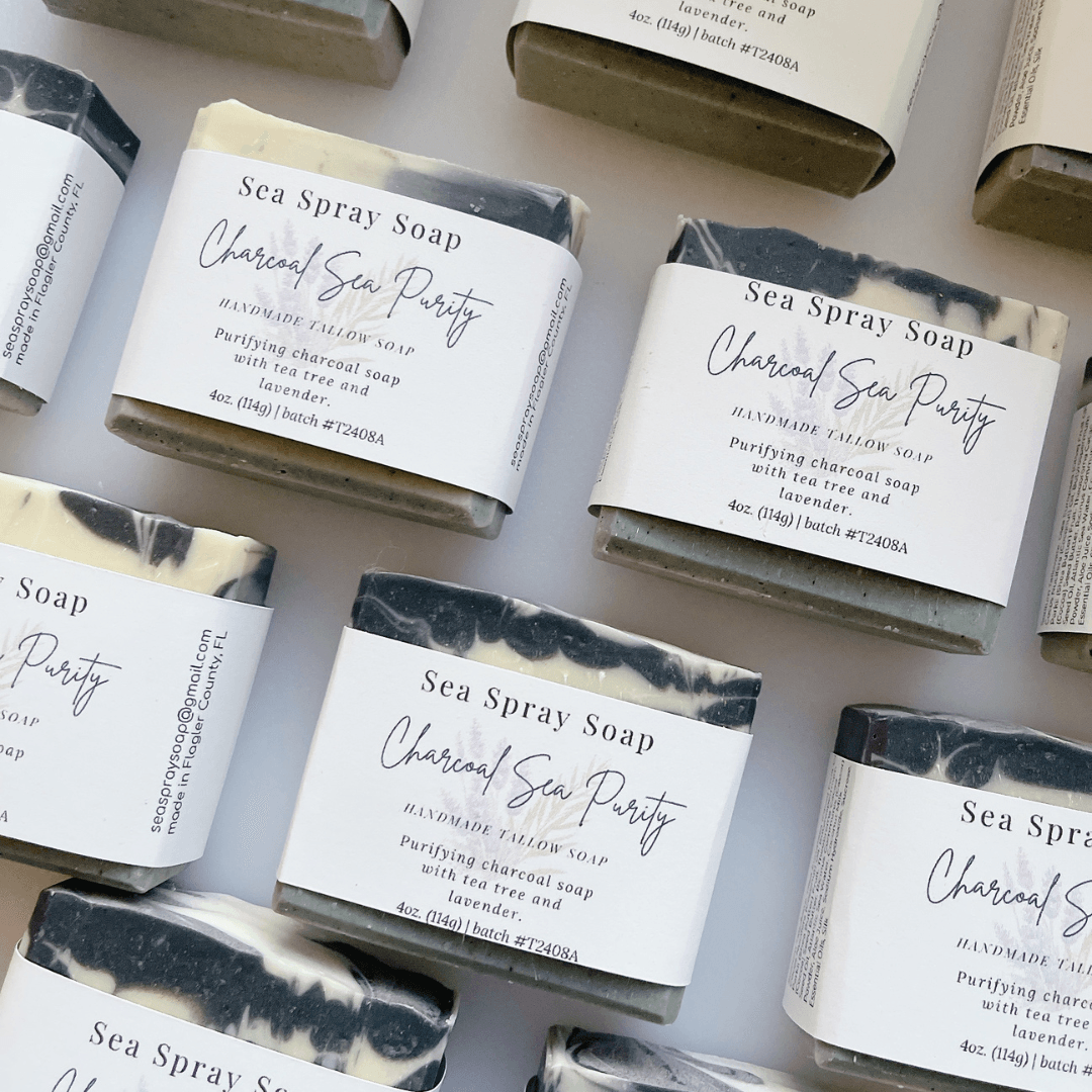 Charcoal Sea Purity Tallow & Coconut Milk Soap - Sea Spray Soap