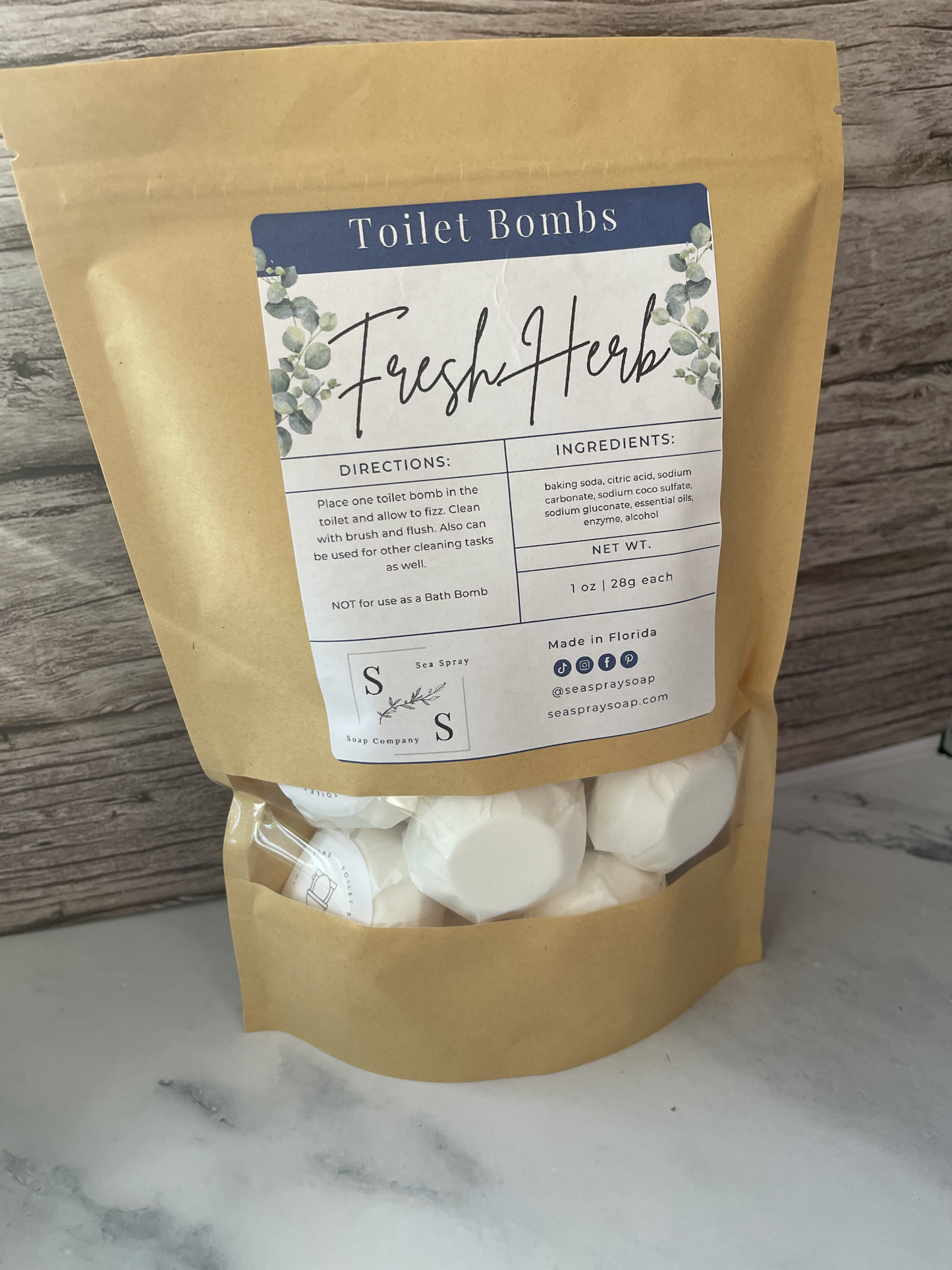 Fresh Herb Toilet Bombs - Sea Spray Soap