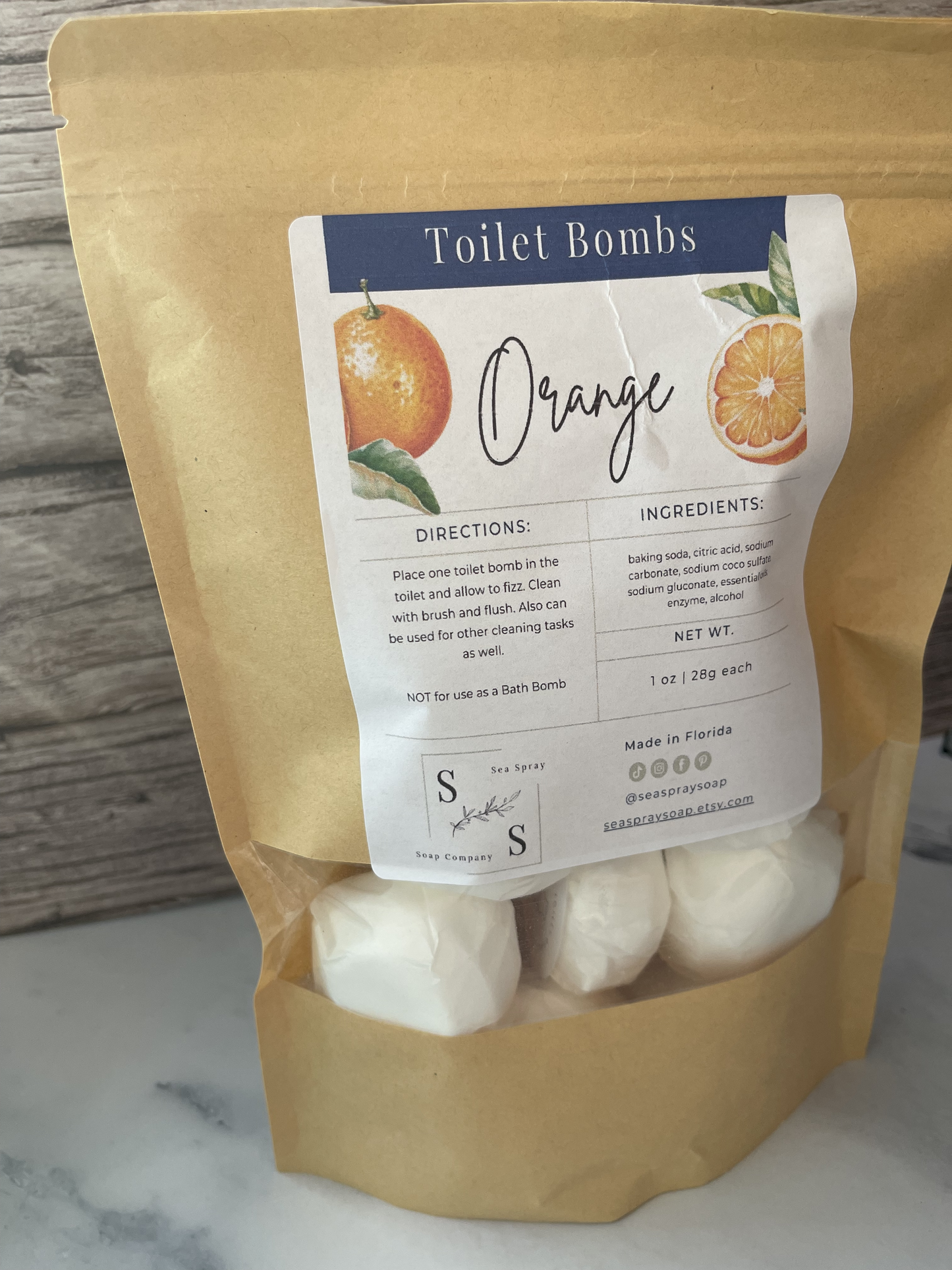 Orange/Citrus Toile Bombs - Sea Spray Soap