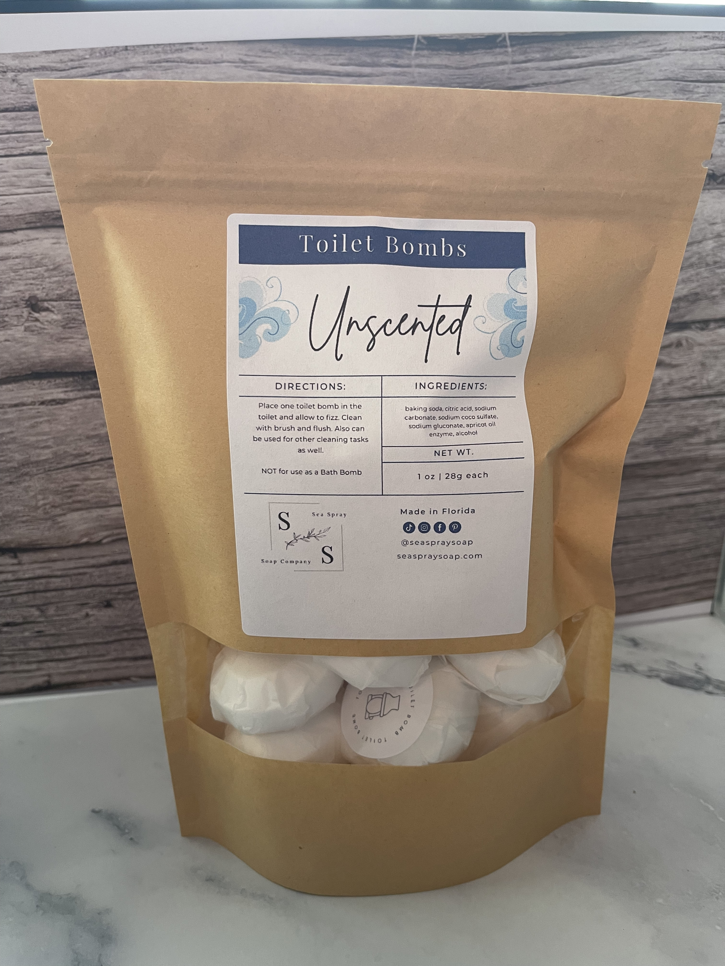 Unscented Toilet Bombs - Sea Spray Soap