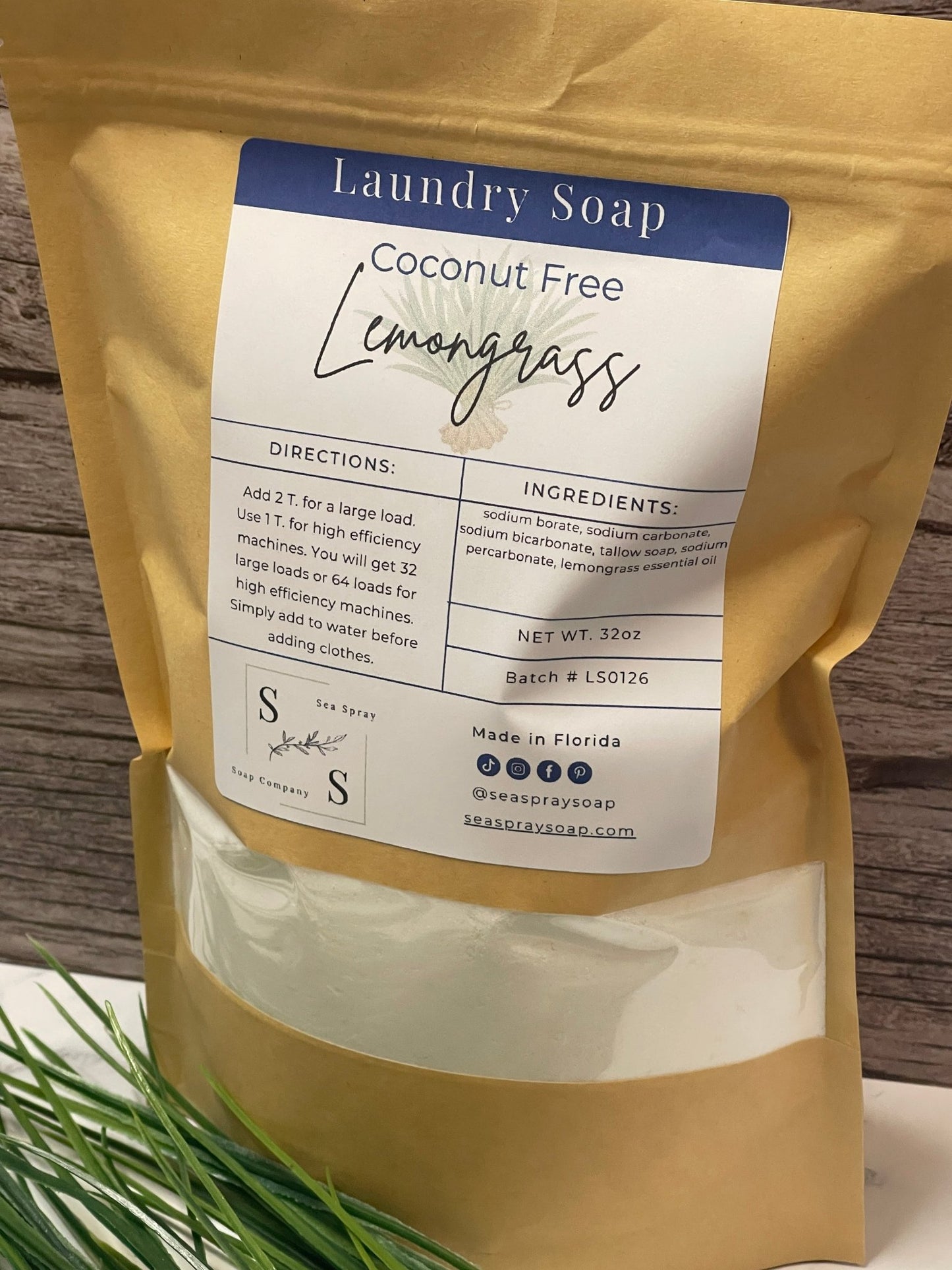 Coconut Free Natural Laundry Soap - Tallow Based Formula - Sea Spray Soap