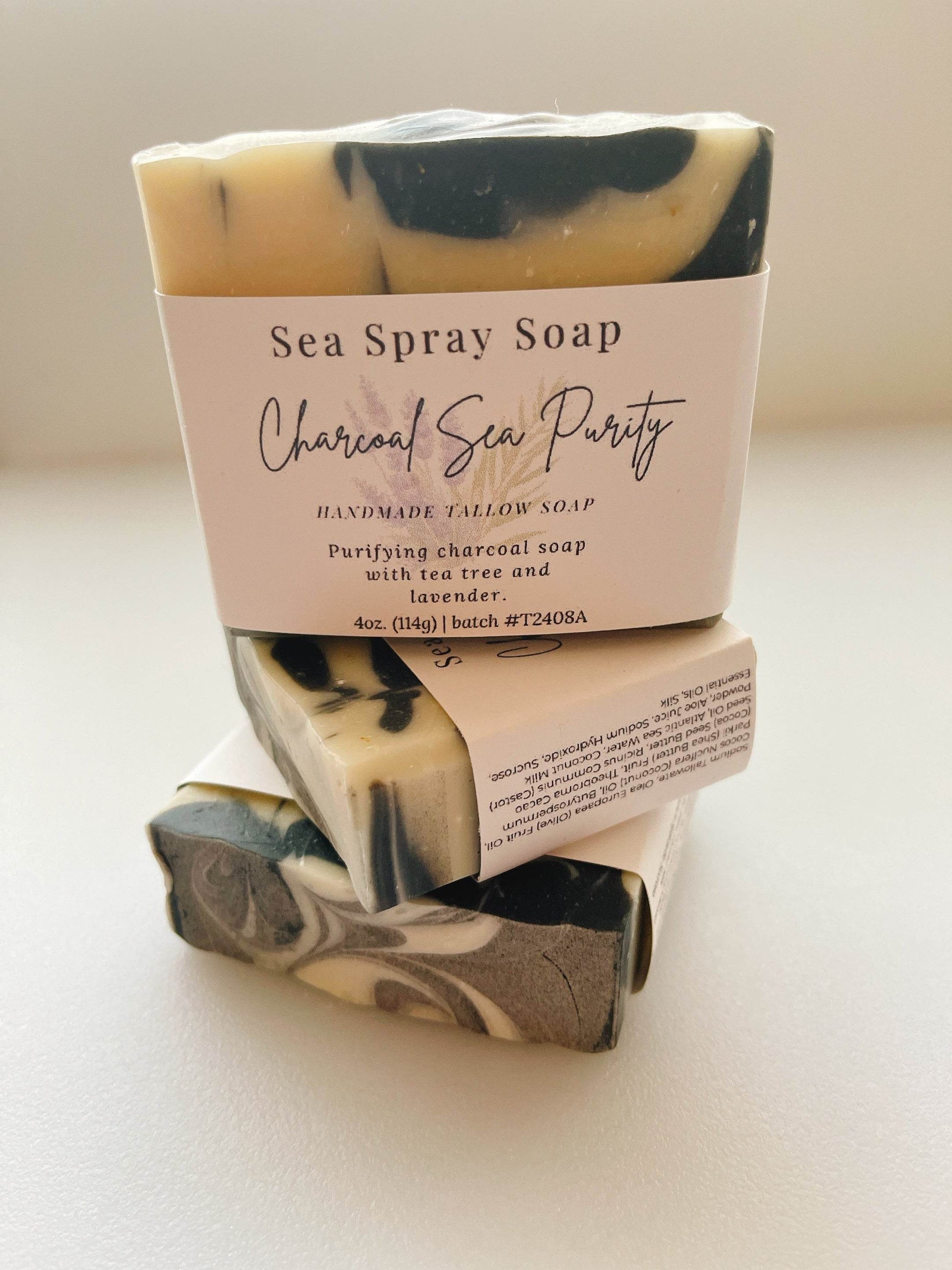 Charcoal Sea Purity Tallow & Coconut Milk Soap - Sea Spray Soap