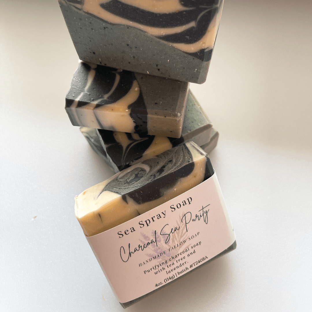 Charcoal Sea Purity Tallow & Coconut Milk Soap - Sea Spray Soap