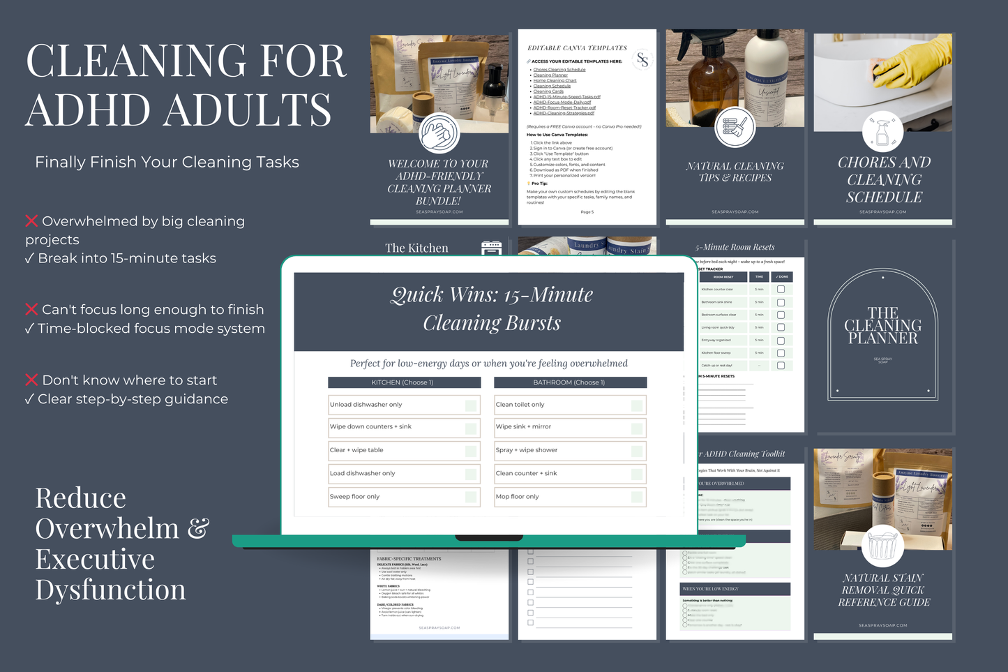 ADHD cleaning motivation problem and solution — neurodivergent cleaning system printable