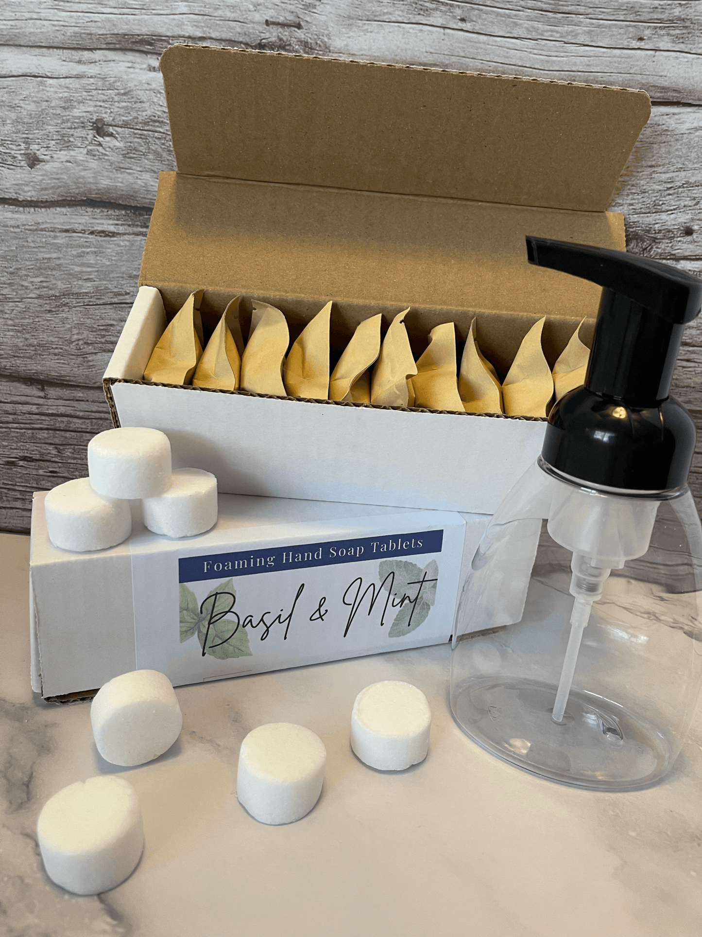 Basil & Mint Foaming Hand Soap Tablet Starter Set - Sea Spray Soap