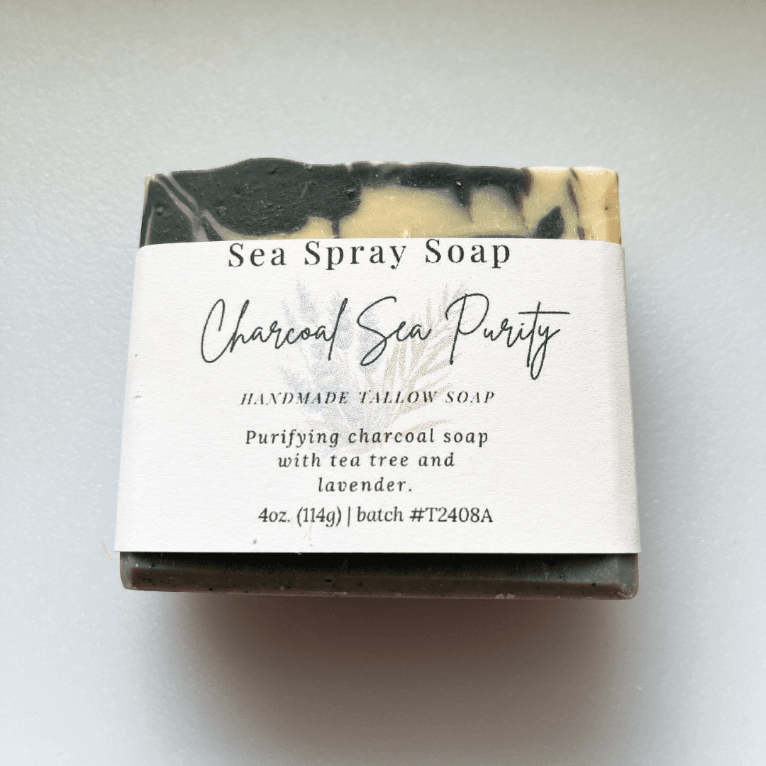 Charcoal Sea Purity Tallow & Coconut Milk Soap - Sea Spray Soap