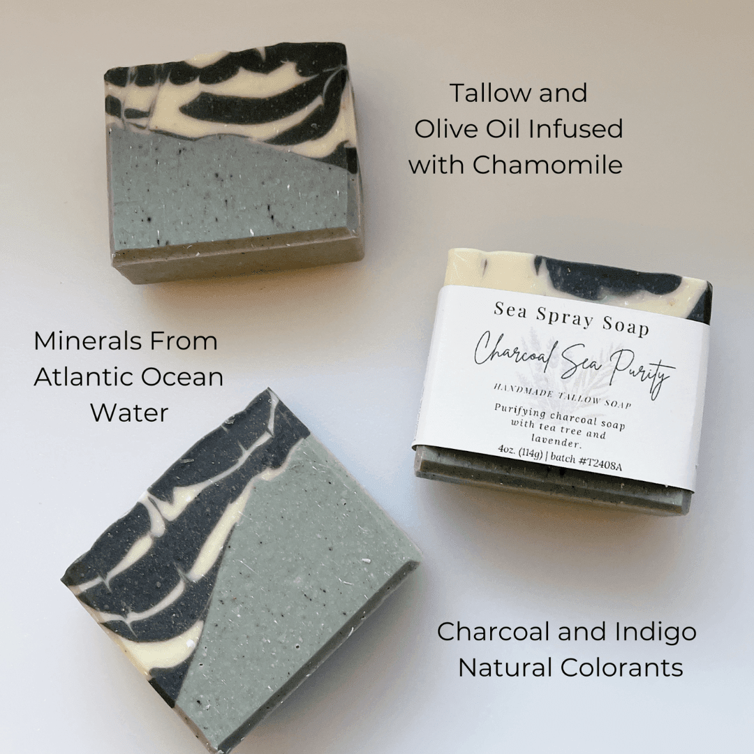 Charcoal Sea Purity Tallow & Coconut Milk Soap - Sea Spray Soap