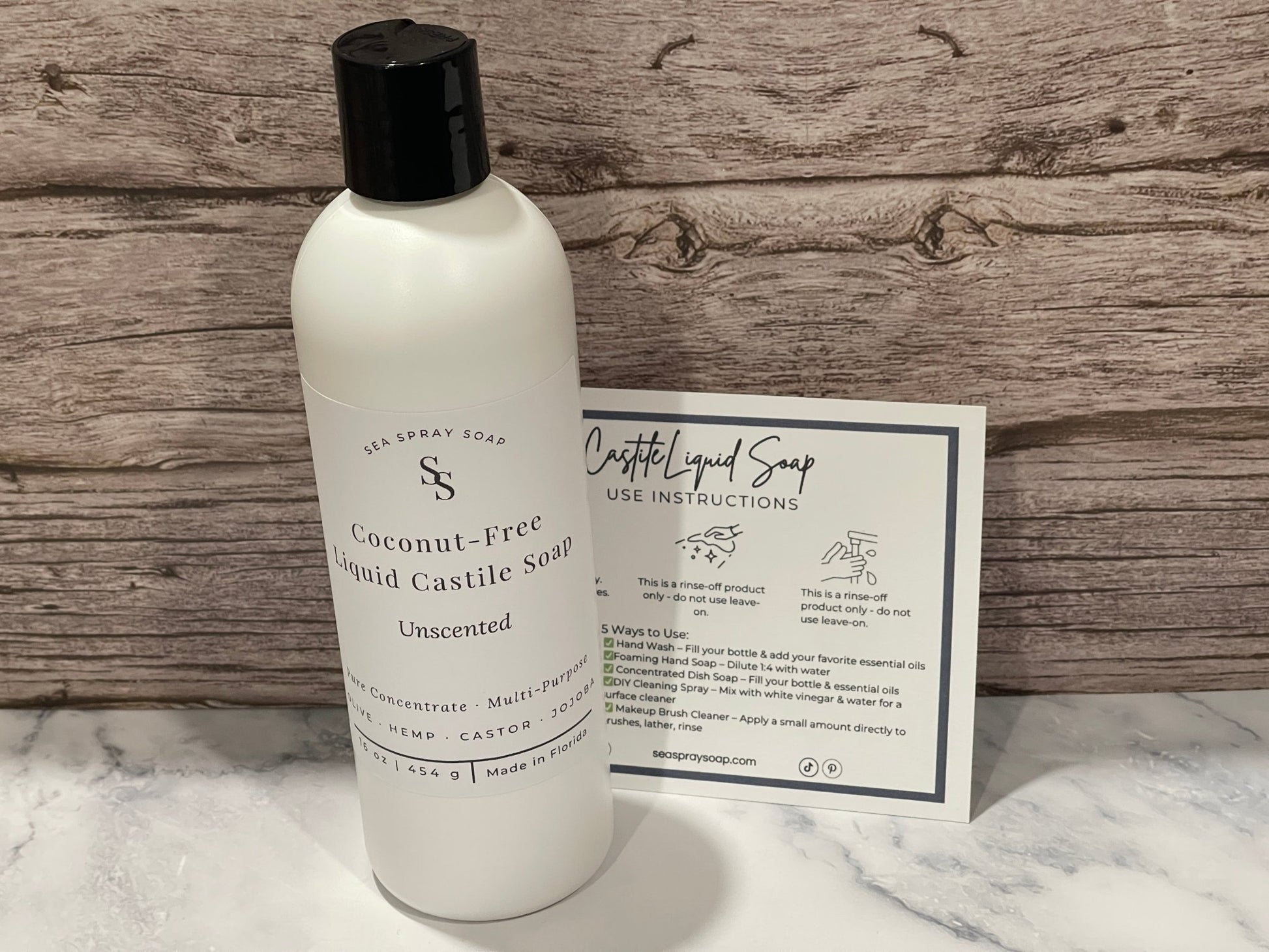 Coconut-Free Liquid Castile Soap - Palm-Free, Made for Sensitive Skin - Sea Spray Soap