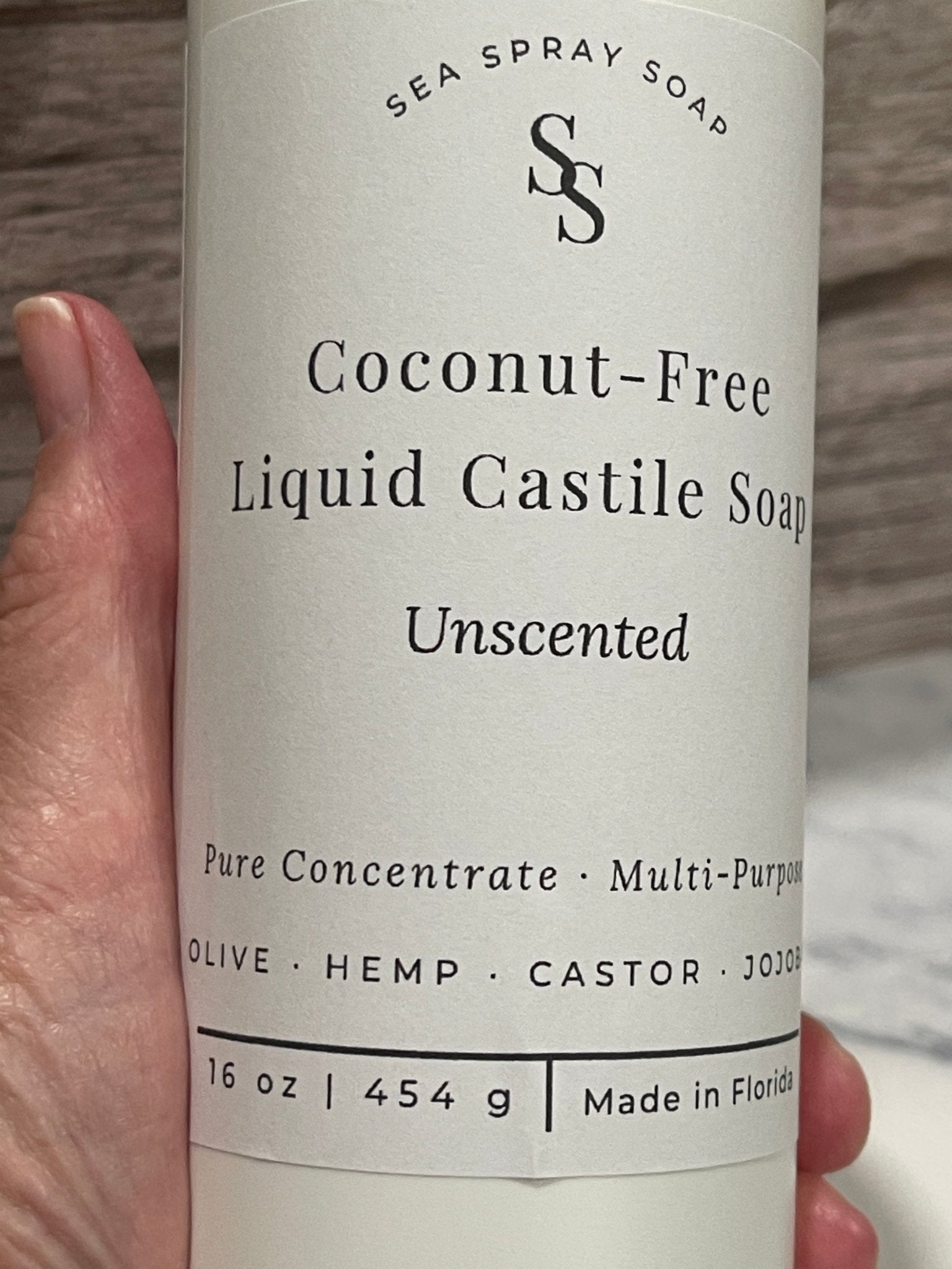 Coconut-Free Liquid Castile Soap - Palm-Free, Made for Sensitive Skin - Sea Spray Soap