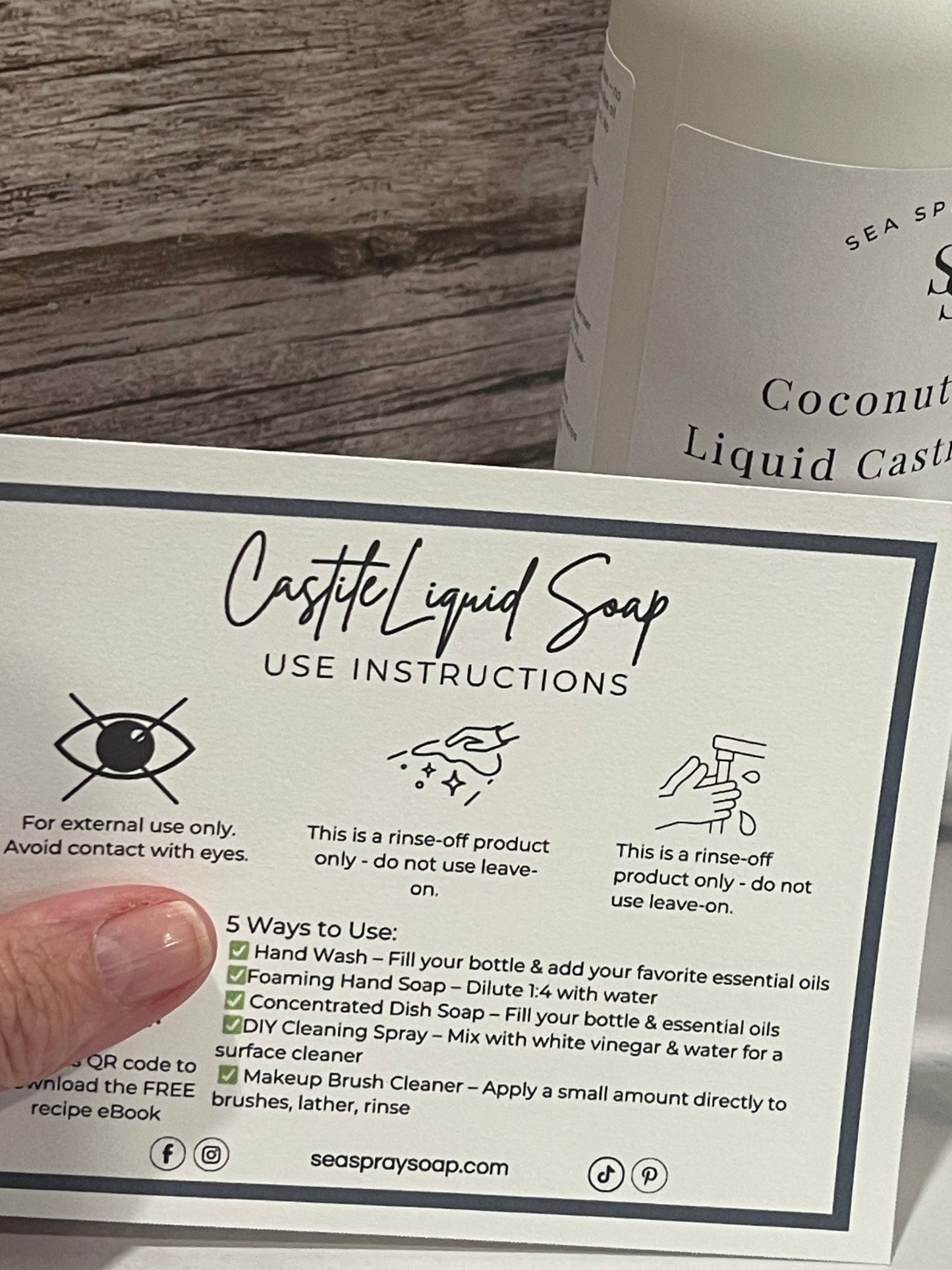Coconut-Free Liquid Castile Soap - Palm-Free, Made for Sensitive Skin - Sea Spray Soap