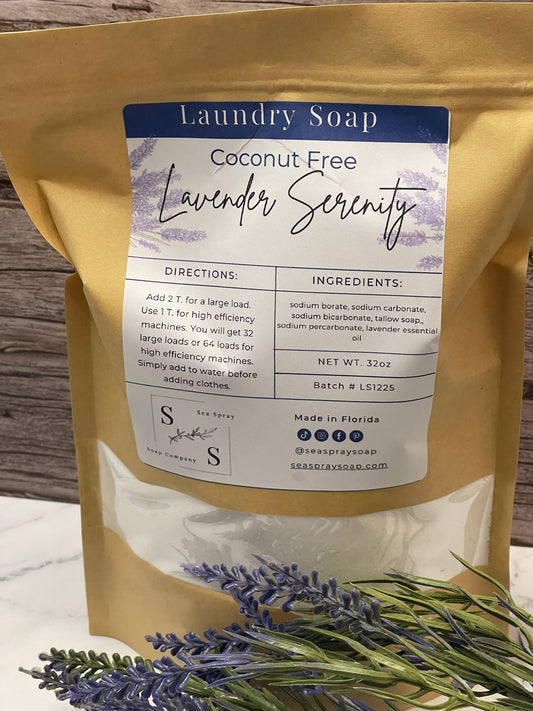 Coconut Free Natural Laundry Soap - Tallow Based Formula - Sea Spray Soap