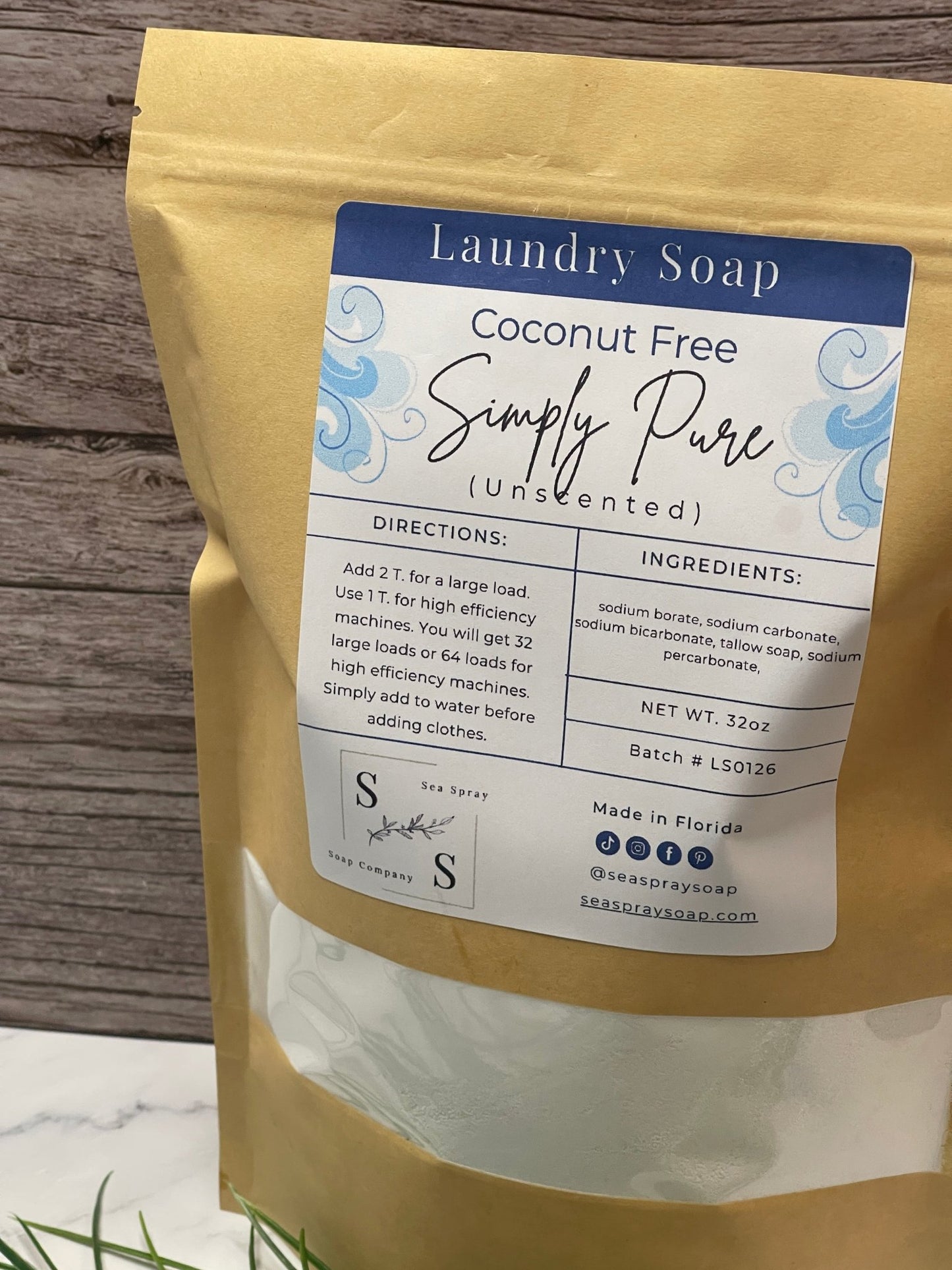Coconut Free Natural Laundry Soap - Tallow Based Formula - Sea Spray Soap