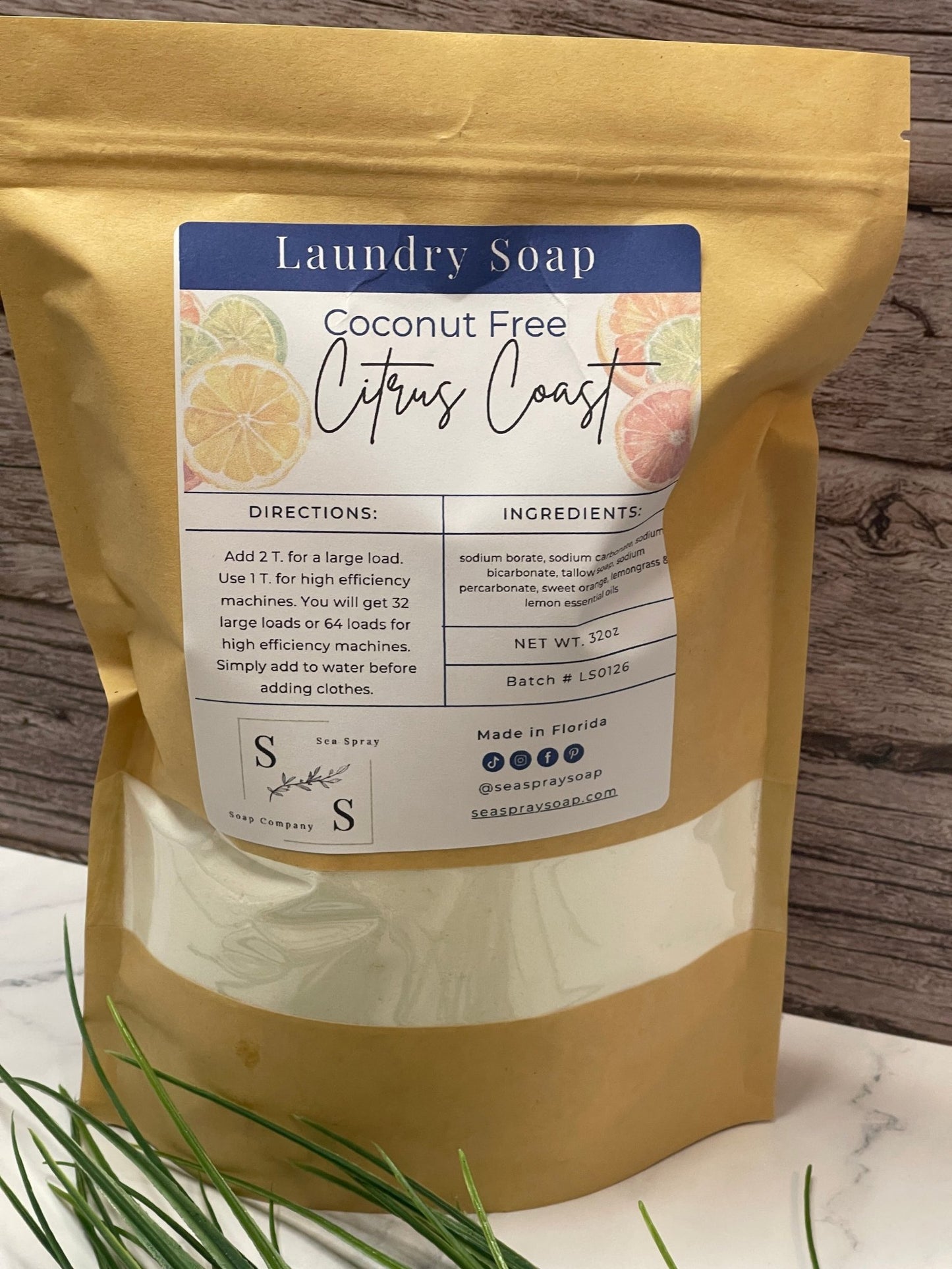 Coconut Free Natural Laundry Soap - Tallow Based Formula - Sea Spray Soap