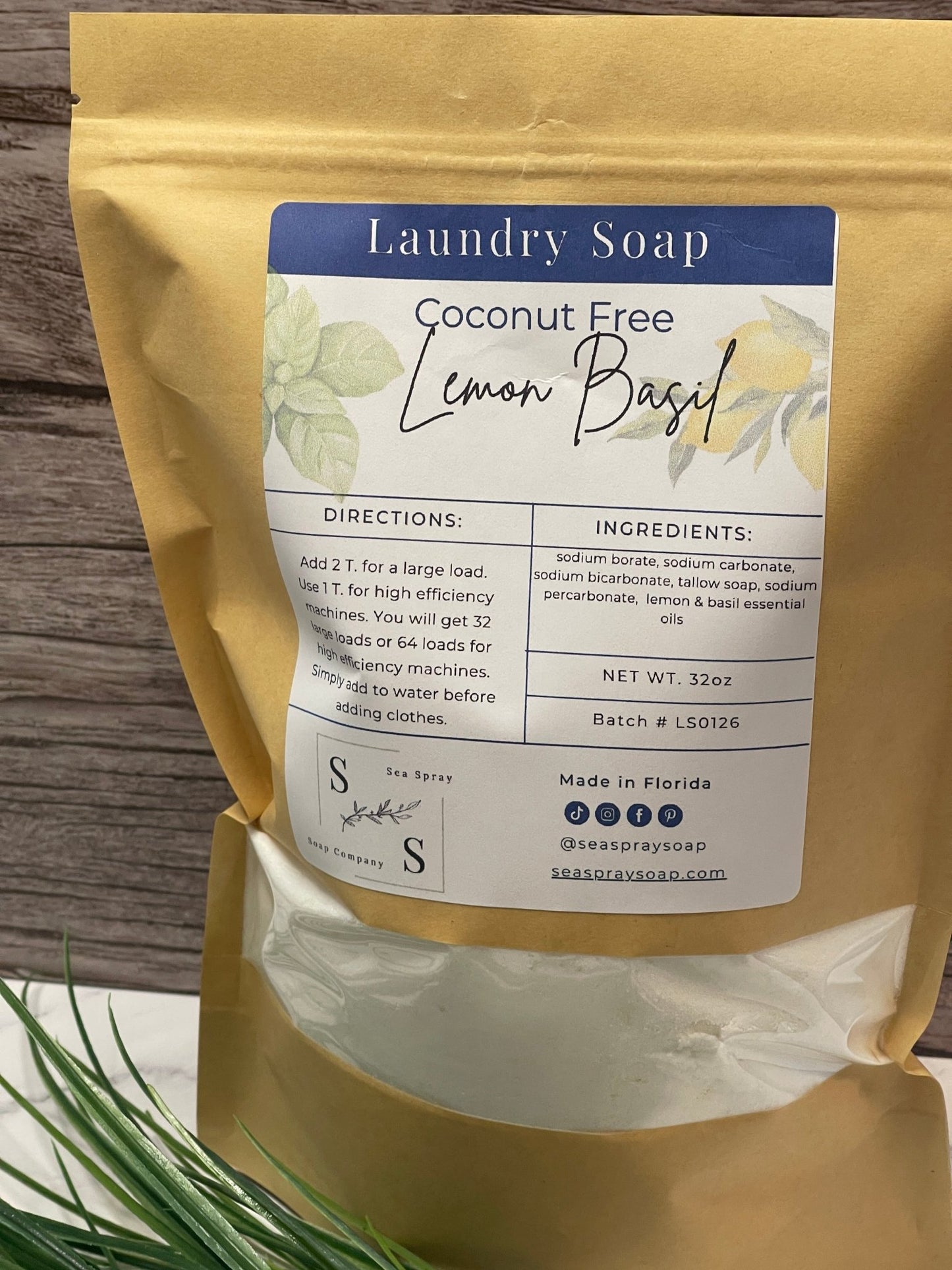 Coconut Free Natural Laundry Soap - Tallow Based Formula - Sea Spray Soap
