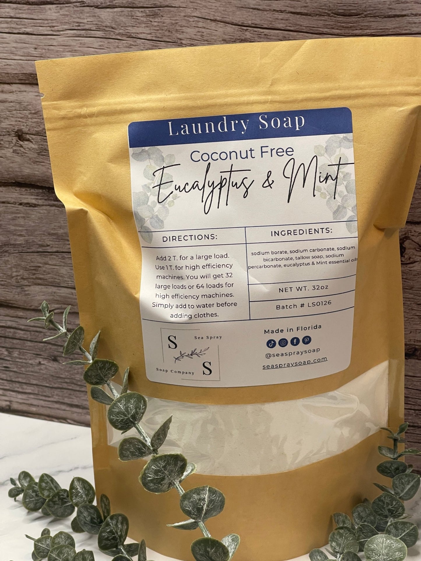Coconut Free Natural Laundry Soap - Tallow Based Formula - Sea Spray Soap