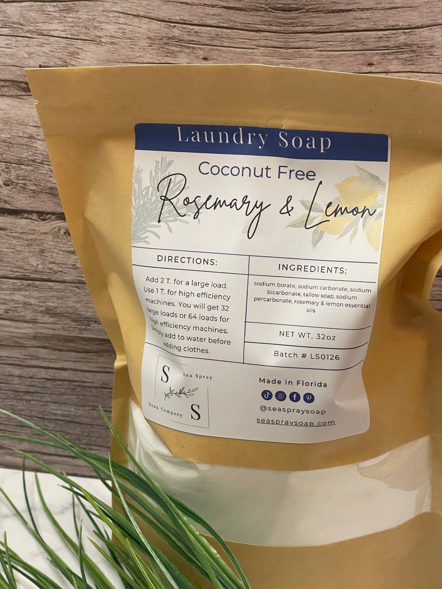 Coconut Free Natural Laundry Soap - Tallow Based Formula - Sea Spray Soap