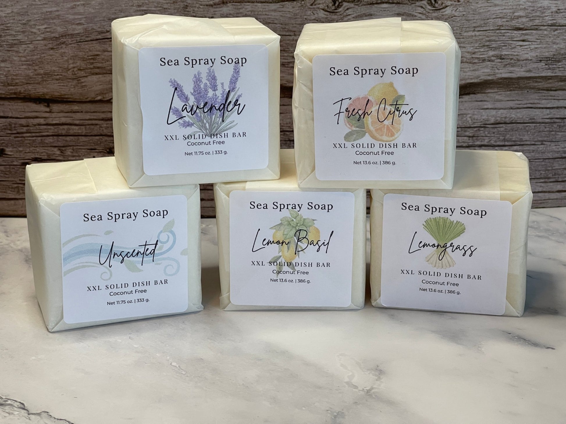 Coconut - Free XXL Solid Dish Soap Bar (11.75 oz) - Sea Spray Soap