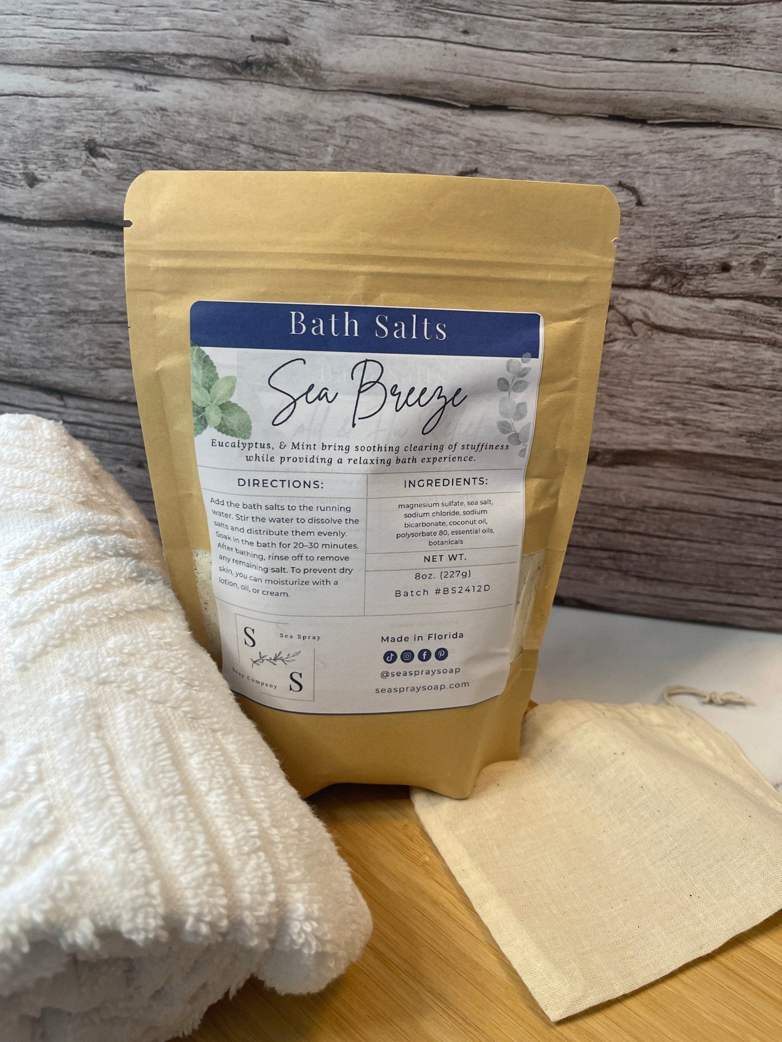 Premium Bath Salts - 8oz Bags - Sea Spray Soap
