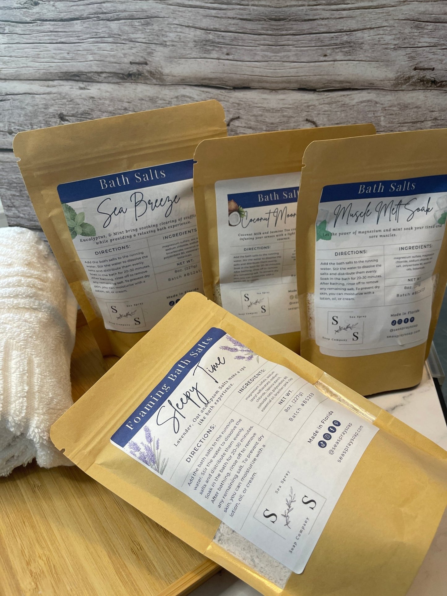Premium Bath Salts - 8oz Bags - Sea Spray Soap