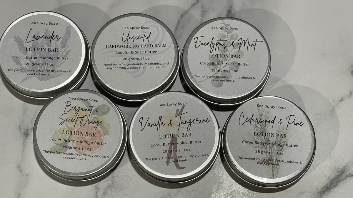 Solid Lotion Bar: Tin or Twist-Up Stick - Sea Spray Soap